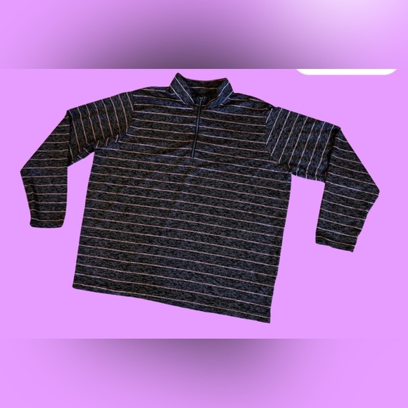 Mens Antigua Performance 1/2 Zip Size XXL “Logo” Top Color Charcoal Stripes - Picture 2 of 16